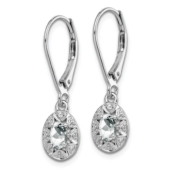 Sterling Silver Rhodium-Plated White Topaz & Diamond Drop Earrings Polished Finish - Birthstone Company