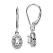 Sterling Silver Rhodium-Plated White Topaz & Diamond Drop Earrings Polished Finish