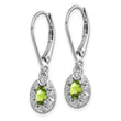 Sterling Silver Peridot & Diamond Drop Earrings, Rhodium-Plated - Birthstone Company