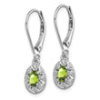 Sterling Silver Peridot & Diamond Drop Earrings, Rhodium-Plated