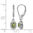 Sterling Silver Peridot & Diamond Drop Earrings, Rhodium-Plated - Birthstone Company