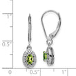 Sterling Silver Peridot & Diamond Drop Earrings, Rhodium-Plated