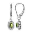 Sterling Silver Peridot & Diamond Drop Earrings, Rhodium-Plated - Birthstone Company
