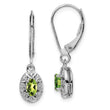 Sterling Silver Peridot & Diamond Drop Earrings, Rhodium-Plated