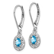 Sterling Silver Rhodium-Plated Blue Topaz and Diamond Drop Earrings - Birthstone Company
