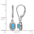 Sterling Silver Rhodium-Plated Blue Topaz and Diamond Drop Earrings - Birthstone Company