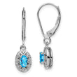 Sterling Silver Rhodium-Plated Blue Topaz and Diamond Drop Earrings