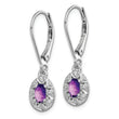 Sterling Silver Rhodium-Plated Amethyst & Diamond Drop Earrings