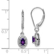 Sterling Silver Rhodium-Plated Amethyst & Diamond Drop Earrings
