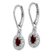 Sterling Silver Rhodium-plated Diam. & Garnet Earrings - Birthstone Company