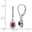 Sterling Silver Rhodium Dangle Earrings with Lab Ruby & Diamond
