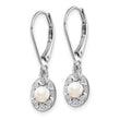 Sterling Silver Rhodium-Plated Pearl & Diamond Drop Earrings