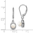 Sterling Silver Rhodium-Plated Pearl & Diamond Drop Earrings