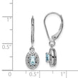 925 Sterling Silver Aquamarine & Diamond Drop Earrings with Rhodium Finish