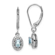 925 Sterling Silver Aquamarine & Diamond Drop Earrings with Rhodium Finish