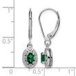 Sterling Silver 925 Rhodium-Plated Emerald and Diamond Drop Earrings Elegant Birthstone Design - Birthstone Company