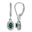 Sterling Silver 925 Rhodium-Plated Emerald and Diamond Drop Earrings Elegant Birthstone Design - Birthstone Company