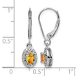 Sterling Silver Rhodium-Plated Citrine and Diamond Drop Earrings November Birthstone - Birthstone Company