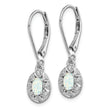925 Sterling Silver Rhodium-Plated Opal & Diamond Drop Earrings