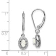 925 Sterling Silver Rhodium-Plated Opal & Diamond Drop Earrings