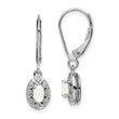 925 Sterling Silver Rhodium-Plated Opal & Diamond Drop Earrings