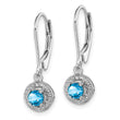 Sterling Silver Rhodium-Plated Swiss Blue Topaz & Diamond Drop Earrings - Birthstone Company