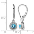 Sterling Silver Rhodium-Plated Swiss Blue Topaz & Diamond Drop Earrings - Birthstone Company