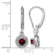 Sterling Silver Rhodium-Plated Garnet & Diamond Drop Earrings Polished Finish - Birthstone Company