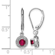 Sterling Silver Rhodium Plated Ruby and Diamond Halo Dangle Earrings Elegant July Birthstone - Birthstone Company
