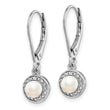 Sterling Silver Rhodium-Plated Pearl & Diamond Drop Earrings Elegant & Polished