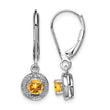 Sterling Silver Rhodium-plated Diam. & Citrine Earrings - Birthstone Company