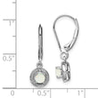 Sterling Silver Rhodium-Plated Opal and Diamond Drop Earrings for Women
