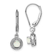 Sterling Silver Rhodium-Plated Opal and Diamond Drop Earrings for Women