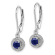 Sterling Silver Sapphire & Diamond Drop Earrings | Polished & Rhodium-Plated