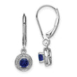 Sterling Silver Sapphire & Diamond Drop Earrings | Polished & Rhodium-Plated