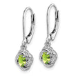 Sterling Silver 925 Peridot and Diamond Drop Earrings with Rhodium Finish - Birthstone Company