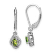 Sterling Silver 925 Peridot and Diamond Drop Earrings with Rhodium Finish