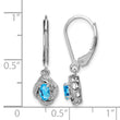 925 Sterling Silver Blue Topaz & Diamond Dangle Earrings with Rhodium Finish - Birthstone Company