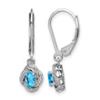 925 Sterling Silver Blue Topaz & Diamond Dangle Earrings with Rhodium Finish - Birthstone Company