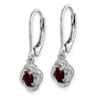 Rhodium-Plated Sterling Silver Garnet & Diamond Drop Earrings