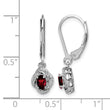 Rhodium-Plated Sterling Silver Garnet & Diamond Drop Earrings - Birthstone Company