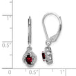Rhodium-Plated Sterling Silver Garnet & Diamond Drop Earrings