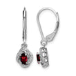 Rhodium-Plated Sterling Silver Garnet & Diamond Drop Earrings - Birthstone Company