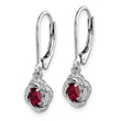 Sterling Silver Rhodium-Plated Ruby & Diamond Drop Earrings Elegant July Birthstone - Birthstone Company