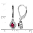 Sterling Silver Rhodium-Plated Ruby & Diamond Drop Earrings Elegant July Birthstone - Birthstone Company