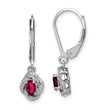 Sterling Silver Rhodium-Plated Ruby & Diamond Drop Earrings Elegant July Birthstone