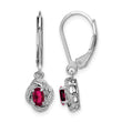 Sterling Silver Rhodium-Plated Ruby & Diamond Drop Earrings Elegant July Birthstone - Birthstone Company