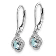 Sterling Silver Aquamarine & Diamond Drop Earrings with Rhodium Finish Elegant Leverback - Birthstone Company
