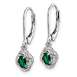 Sterling Silver Rhodium-Plated Drop Earrings with Lab-Created Emerald & Diamond - Birthstone Company