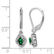 Sterling Silver Rhodium-Plated Drop Earrings with Lab-Created Emerald & Diamond - Birthstone Company